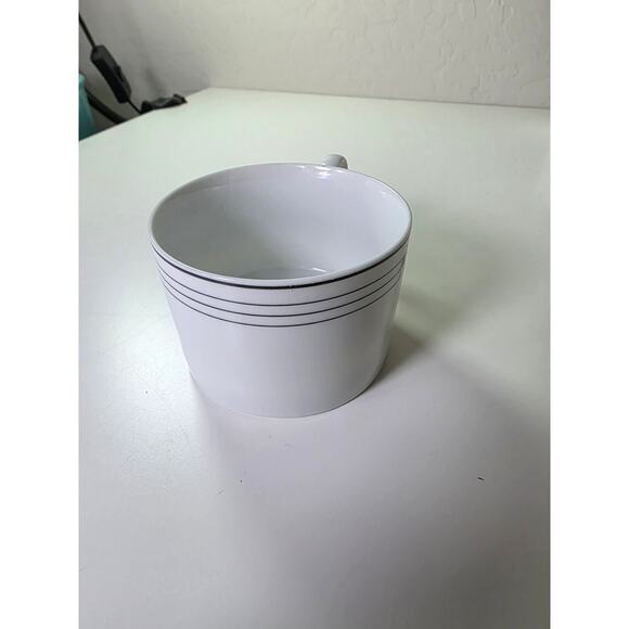 Set of 4 POTTERY BARN Japan White Black Checkered Porcelain Coffee Cup - Picture 4 of 10